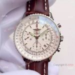 JF FACTORY Breitling Navitimer 43 Men Watch White Dial Brown Leather Strap